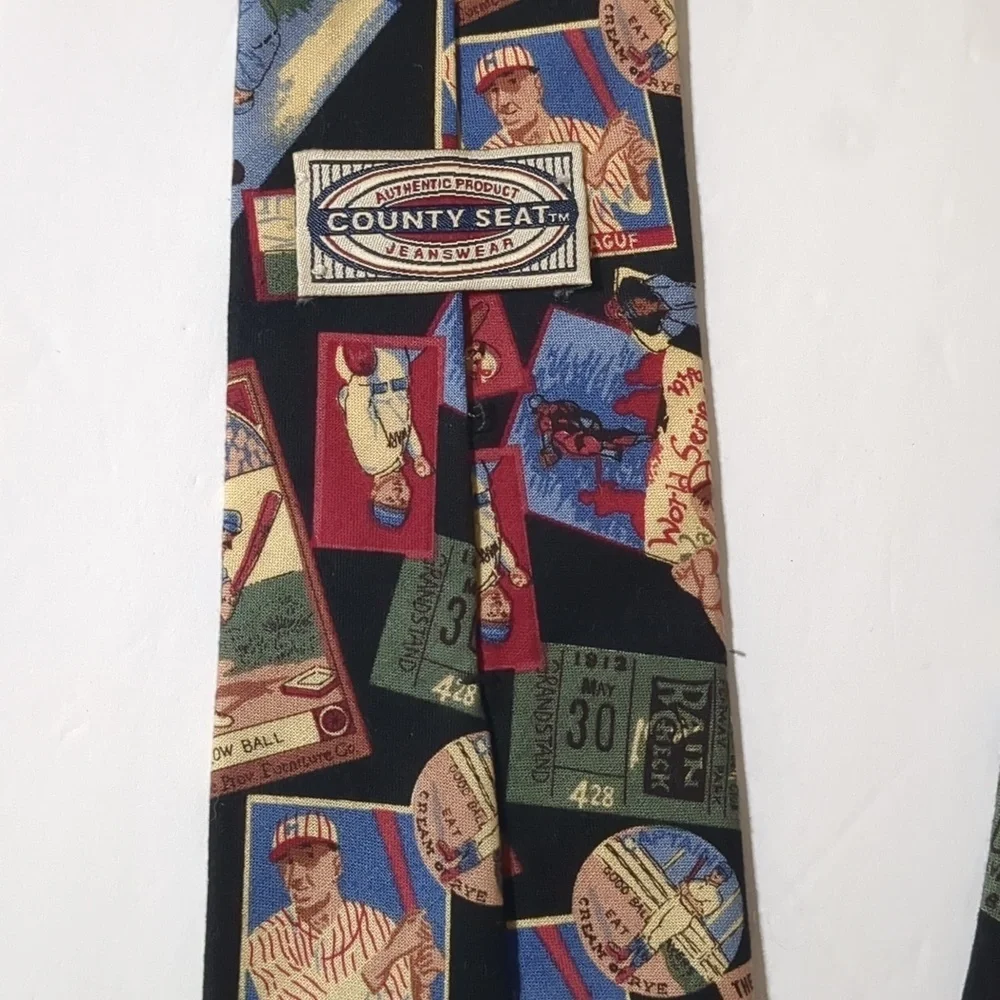 Tie Baseball Vintage County Seat jeans wear  baseball theme neck tie 100% cotton